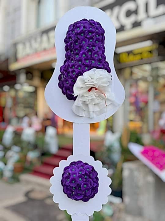 Mor Gerbera Çift Göbekli Düğün ve Açılış Çelengi