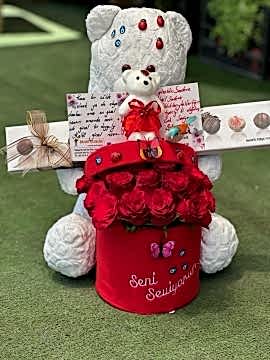 Kutulu Peluş Gül & Çikolata