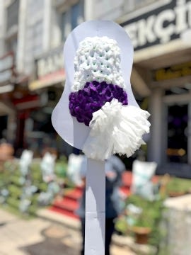 Mor Beyaz Gerbera Düğün ve Açılış Çelengi