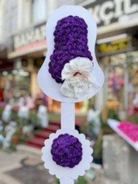 Mor Gerbera Çift Göbekli Düğün ve Açılış Çelengi