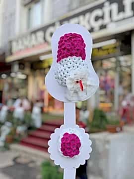 Pembe Beyaz Çift Göbekli Düğün ve Açılış Çelengi